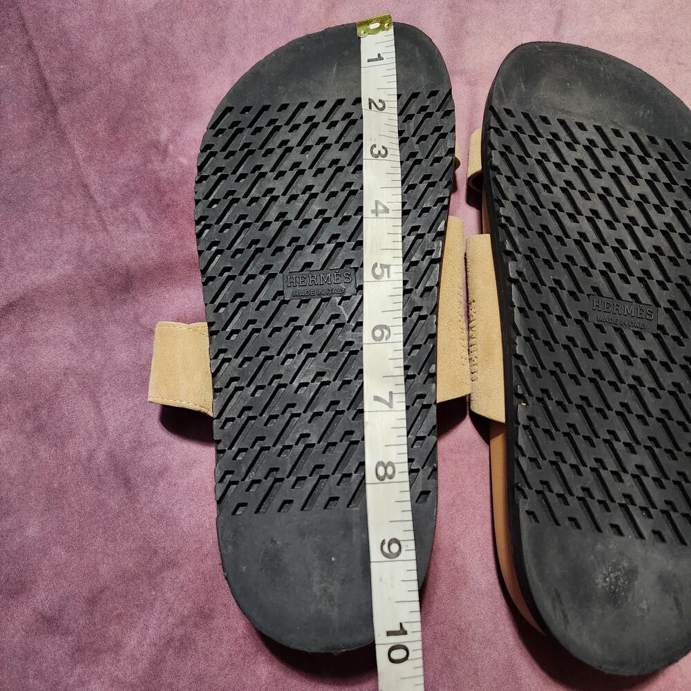 Hermes Chypre Women's Nude Beige Suede Leather Sandals Made in Italy Size 8.5 39 - Picture 7 of 7